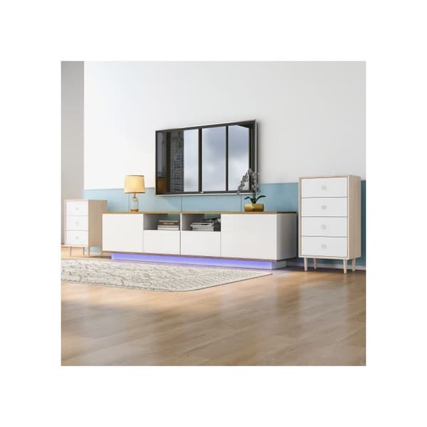 LED Dvärgpanel, Industr TV Bänk, Modern TV Ställning, 80-Tum TV Möbler, TV Möbler, Vit