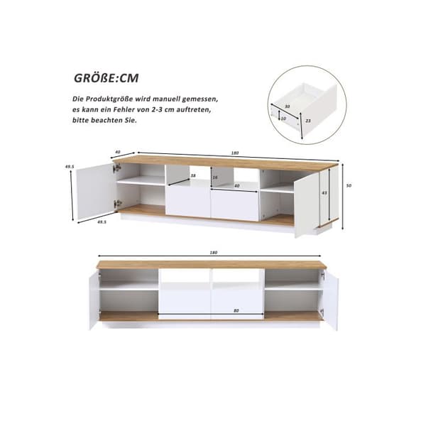 LED Dvärgpanel, Industr TV Bänk, Modern TV Ställning, 80-Tum TV Möbler, TV Möbler, Vit