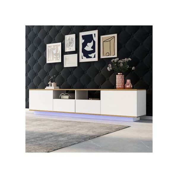 LED Dvärgpanel, Industr TV Bänk, Modern TV Ställning, 80-Tum TV Möbler, TV Möbler, Vit