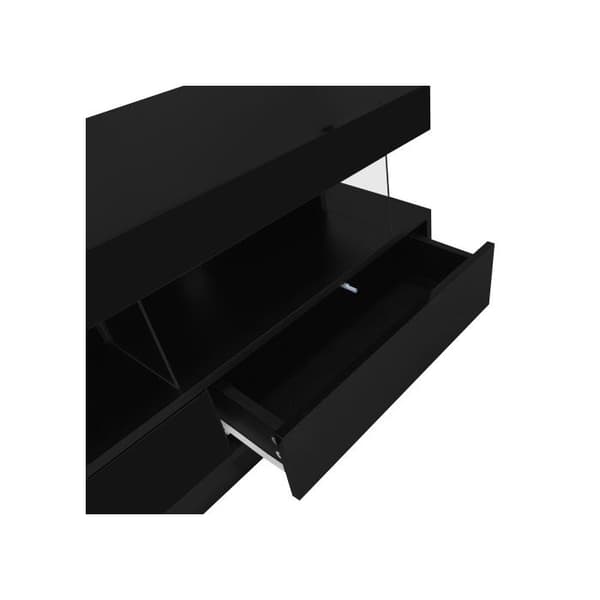 160*38*50.5 cm Stöd TV svart glans med 3 hyllor i glas, LED-belysning