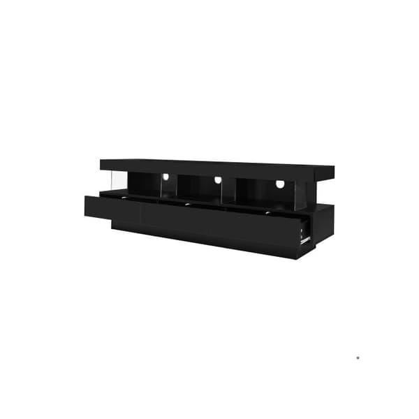 160*38*50.5 cm Stöd TV svart glans med 3 hyllor i glas, LED-belysning