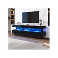 Miniatyrbild 1 av 6: 160*38*50.5 cm Stöd TV svart glans med 3 hyllor i glas, LED-belysning
