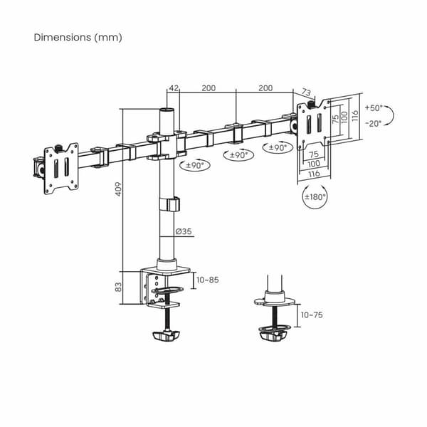 Skærm bord støtte Aisens DT35TSR-359 17" 40 kg