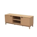 Miniatyrbild 4 av 9: Meuble TV 2 niches et 2 portes aux façades effet vague L140 cm - BOLOGNE