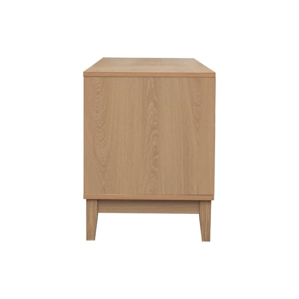 Meuble TV 2 niches et 2 portes aux façades effet vague L140 cm - BOLOGNE