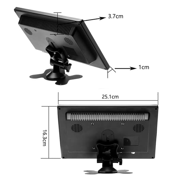 10,1" LCD HD bilmonitor, dubbel videingång, energieffektiv