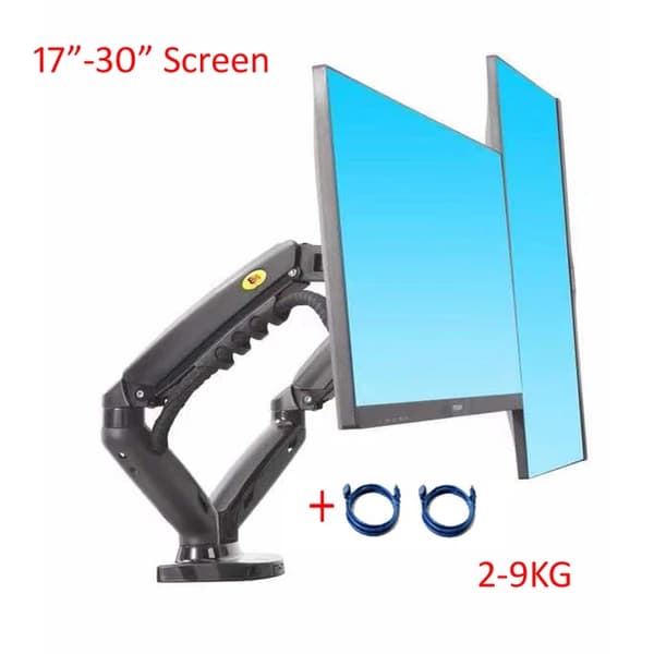 Gasfjeder Dual Monitor Stand, Justerbare Arme, 360 Rotation, med 2x USB3