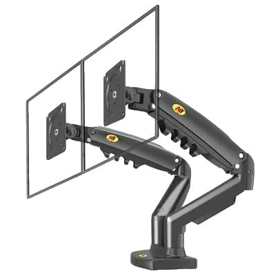 Gasfjäder Monitorställning, Dubbla Armar, 360 Rotation, MED 1xUSB-KABEL