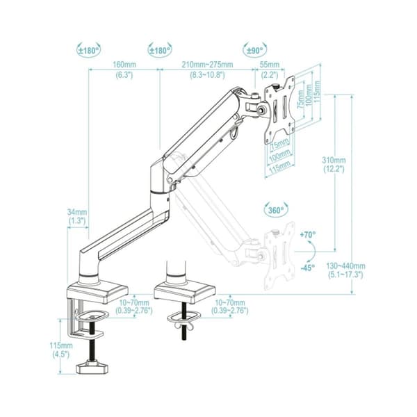 TV-fäste TooQ DB1334TNR-B 13" 10 kg