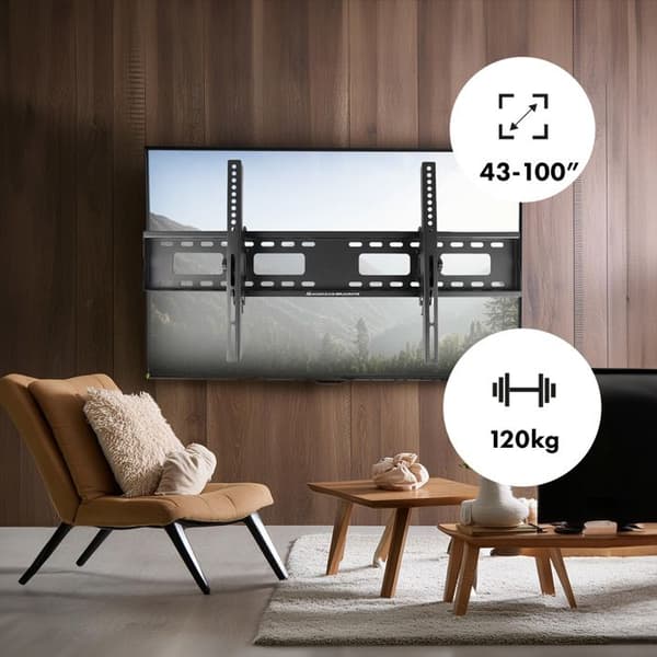 Maclean TV-fäste, max VESA 800x400, 43-100", 120 kg, lutningsjustering +15°~-15°, MC-422