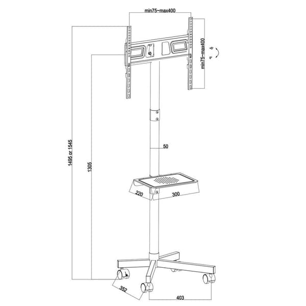 TV-stativ med hjul MacLean MC-949 32" 34"-55"