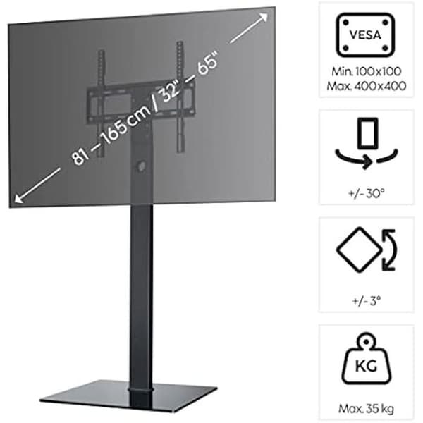 Hama Fristående TV-bänk, justerbar, höjdjusterbar, 165 cm (65") upp till 35 kg