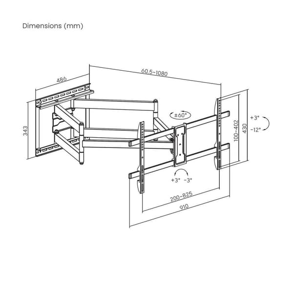 TV-holder Aisens 43" 90" 60 Kg