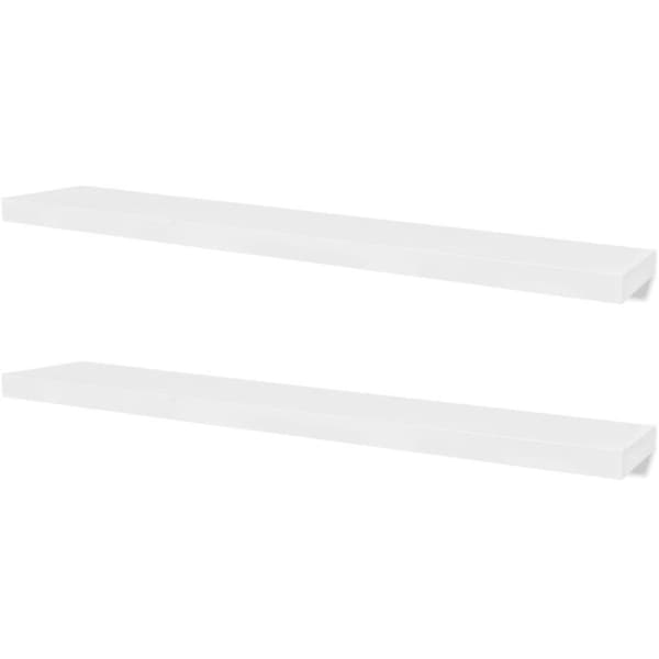 vidaXL Flytende vegghyller 2 stk MDF bok/DVD-oppbevaring hvit