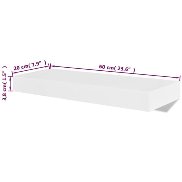 vidaXL Flytende vegghyller 3 stk MDF bok/DVD-oppbevaring hvit