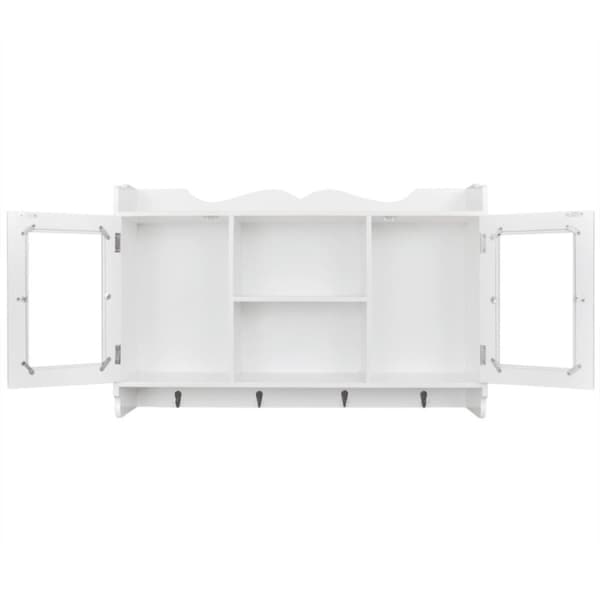 vidaXL Veggskap med utstillingshyller 3 stk MDF bok/DVD/glass hvit