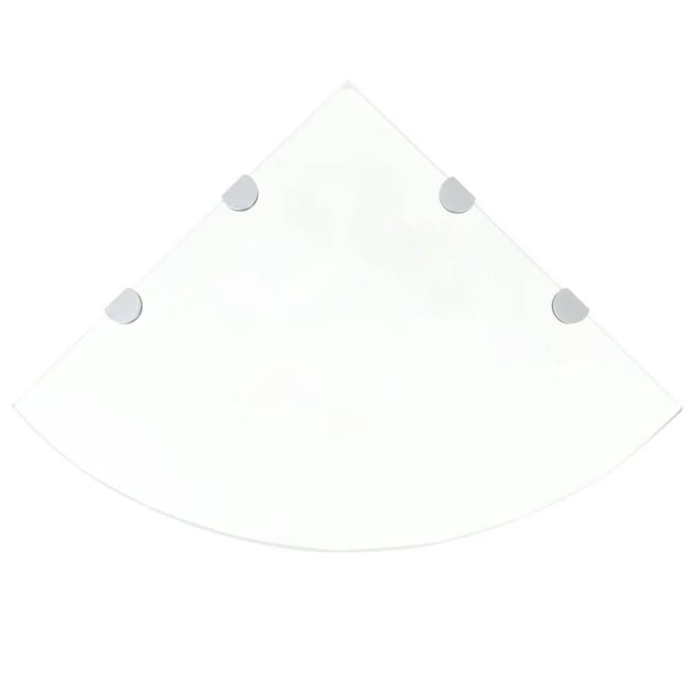 vidaXL Hörnhylla glas med förkromade hyllkonsoler genomskinlig 45x45 cm