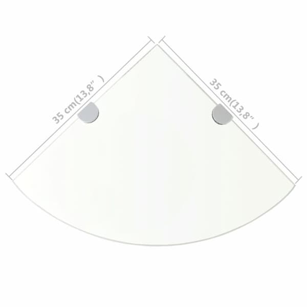vidaXL hjørnehylde med krombeslag klart glas 35x35 cm