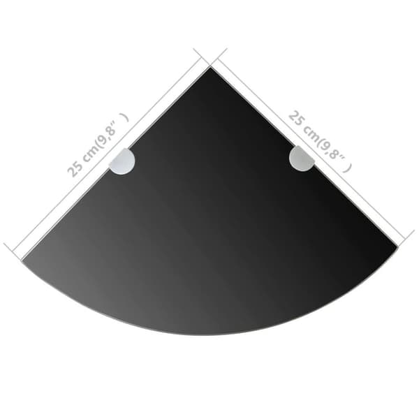 vidaXL hjørnehylde med krombeslag glas sort 25 x 25 cm
