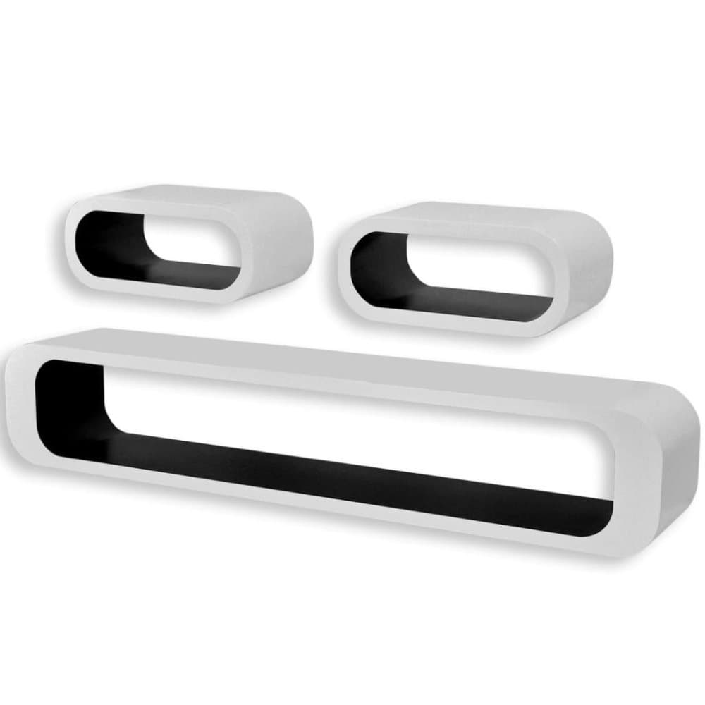 vidaXL Vägghyllor kub 6 st svart och vit