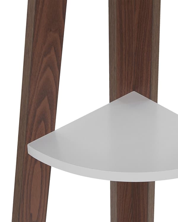 Hjørnereol Hvidt og Mørkt Træ 48 x 169 cm Høj Dekorativ Bogreol med 5 Hylder Opbevaring Pynteting til Stue Indretning Tilbehør Trappereol