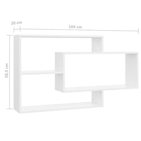 vidaXL Vegghyller hvit 104x20x58,5 cm konstruert tre