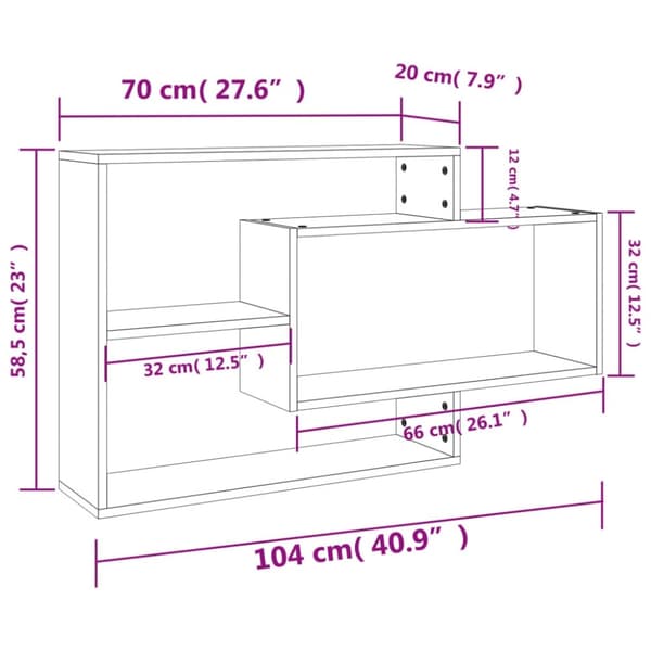 vidaXL Vägghyllor betonggrå 104x20x58,5 cm konstruerat trä