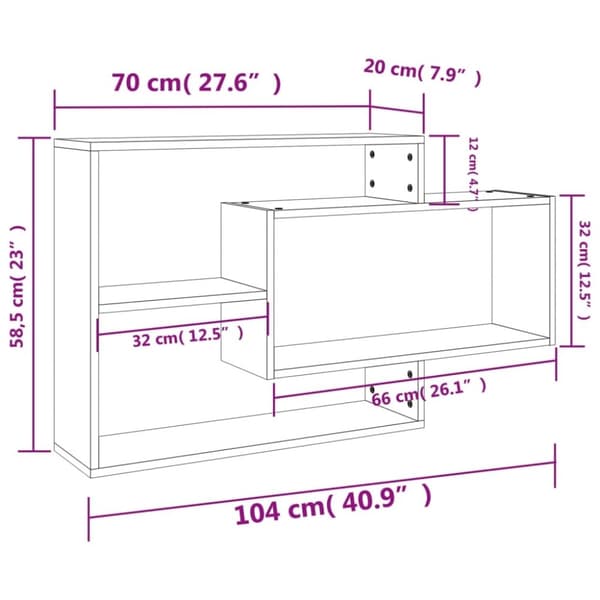 vidaXL væghylder 104x20x58,5 cm konstrueret træ sonoma-eg