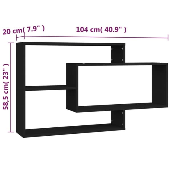 vidaXL Seinähyllyt musta 104x20x58,5 cm tekninen puu