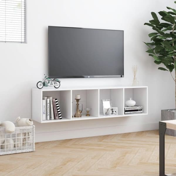 vidaXL Bokhylle/TV-benk hvit 143x30x36 cm