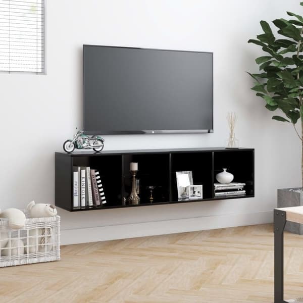 vidaXL Bokhylle/TV-benk svart 143x30x36 cm