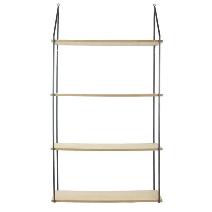 THE HOME DECO FACTORY Stige Væghylde - 4 bakker - 112X18X60 cm - Beige / Sort