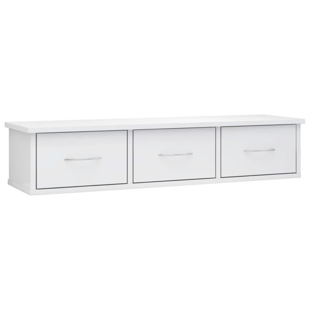 vidaXL Väggmonterade lådor vit högglans 88x26x18,5 cm spånskiva