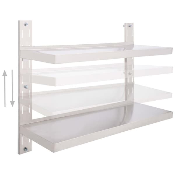 vidaXL væghylde 2 niveauer 100 x 30 cm rustfrit stål