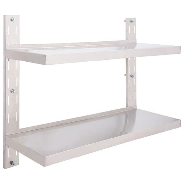 vidaXL 2-Kerroksinen kelluva seinähylly ruostumaton teräs 100x30 cm