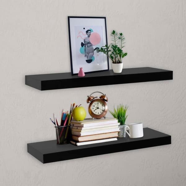 vidaXL Kelluvat seinähyllyt 2 kpl musta 60x20x3,8 cm