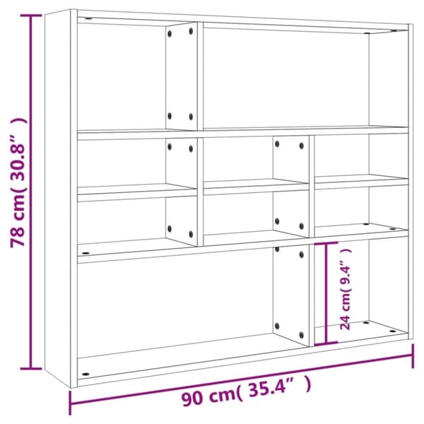 vidaXL Vägghylla sonoma-ek 90x16x78 cm konstruerat trä