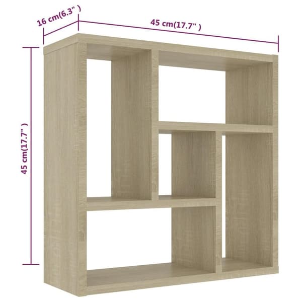 vidaXL Vägghylla sonoma-ek 45,1x16x45,1 cm konstruerat trä