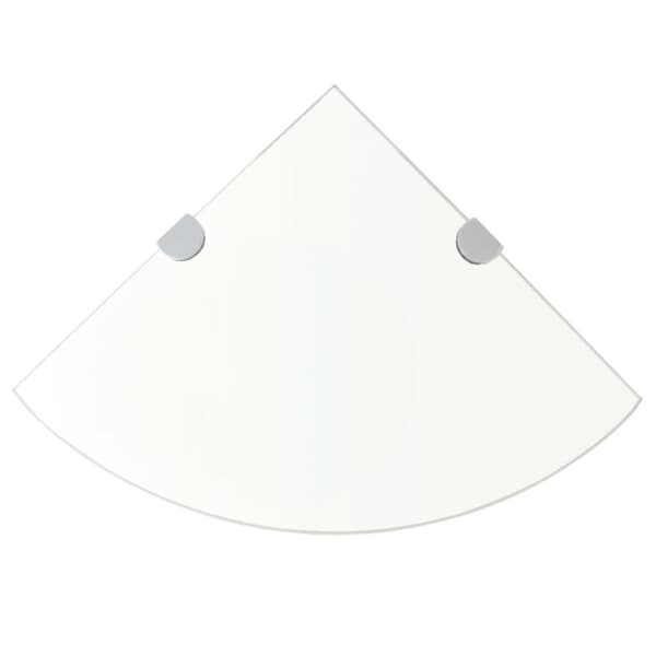 vidaXL Hörnhyllor 2 st kromade hyllkonsoler glas genomskinligt 25x25 cm