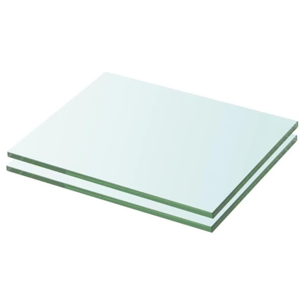 vidaXL Hyllplan 2 st glas genomskinlig 20x20 cm