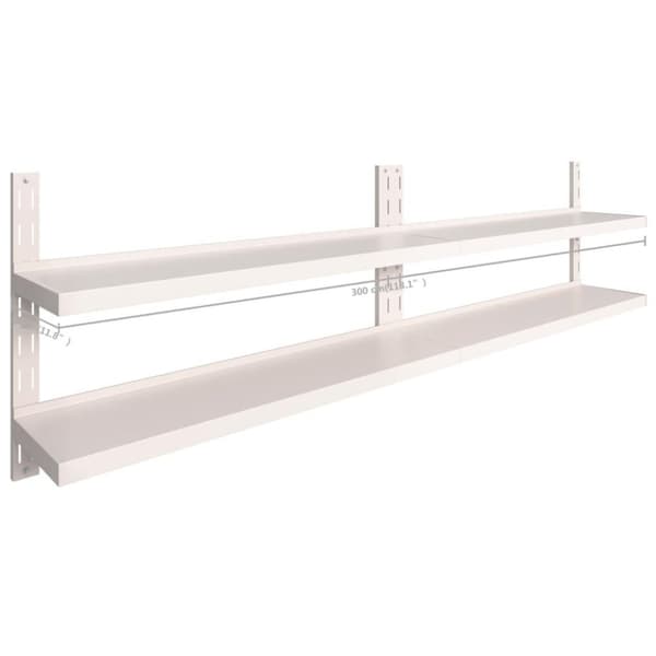 vidaXL væghylder i 2 niveauer 2 stk. 300x30 cm rustfrit stål