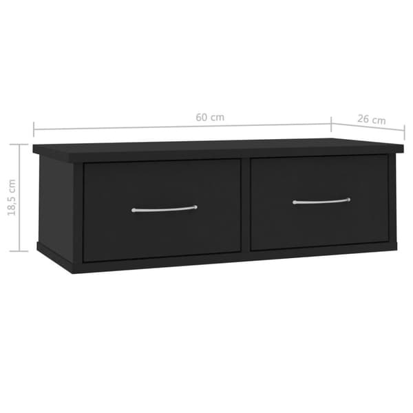 vidaXL Seinälaatikkohylly musta 60x26x18,5 cm tekninen puu