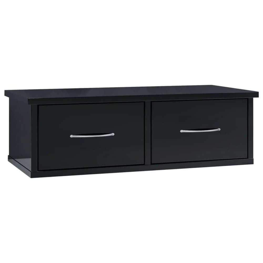 vidaXL Väggmonterade lådor svart högglans 60x26x18,5 cm spånskiva