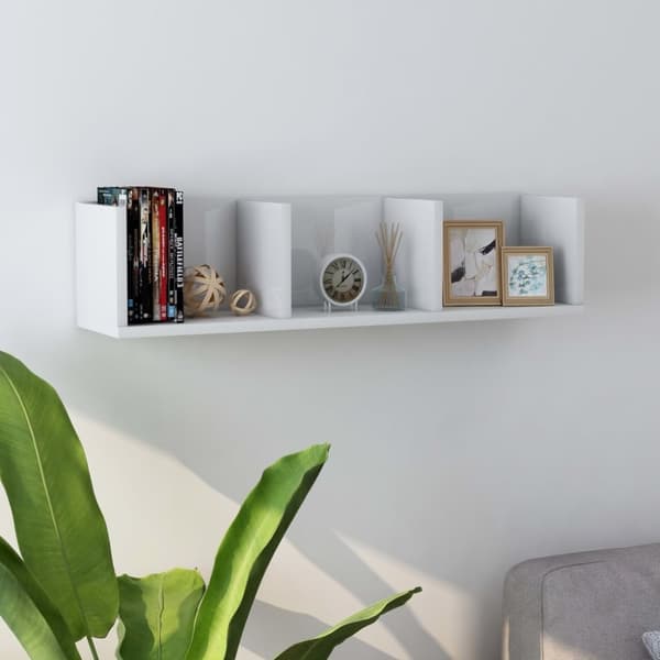 vidaXL cd-reol 75x18x18 cm konstrueret træ hvid højglans
