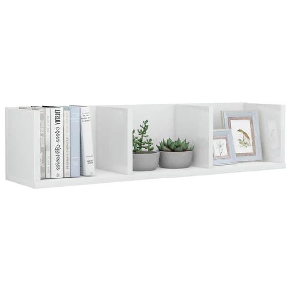 vidaXL cd-reol 75x18x18 cm konstrueret træ hvid højglans