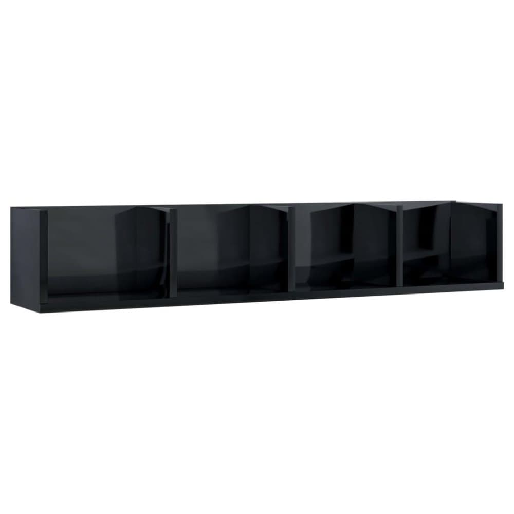 vidaXL CD-hylla svart högglans 100x18x18 cm spånskiva