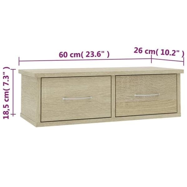 vidaXL Veggskuff sonoma eik 60x26x18,5 cm konstruert tre
