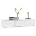 Miniatyrbilde 3 av 9: vidaXL Vegghylle med skuff hvit 88x26x18,5 cm konstruert tre
