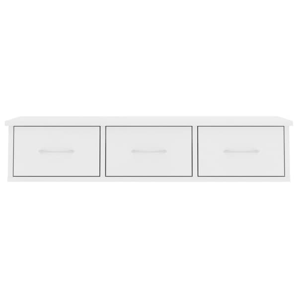vidaXL Vegghylle med skuff hvit 88x26x18,5 cm konstruert tre