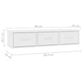 Miniatyrbilde 7 av 9: vidaXL Vegghylle med skuff hvit 88x26x18,5 cm konstruert tre